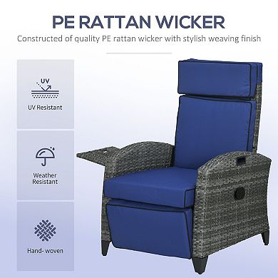 Outsunny Outdoor Recliner Chair With Adjustable Backrest, Cushion