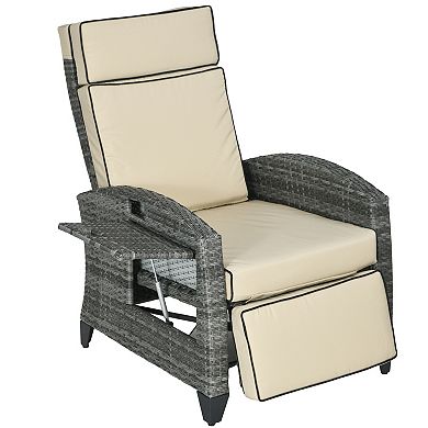 Outsunny Outdoor Recliner Chair With Adjustable Backrest, Cushion