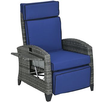 Outsunny Outdoor Recliner Chair With Adjustable Backrest, Cushion