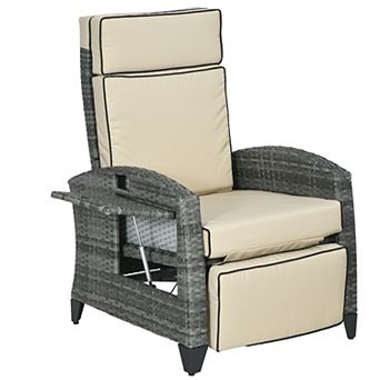 Outsunny Outdoor Recliner Chair With Adjustable Backrest, Cushion