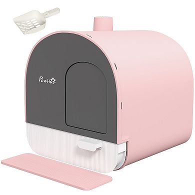 Pawhut Cat Litter Box With Lid With Scoop And Filter