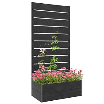 Outsunny Raised Garden Bed with Trellis for Climbing Plants & Vines
