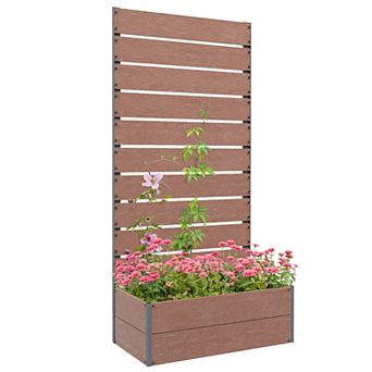 Outsunny Raised Garden Bed with Trellis for Climbing Plants & Vines