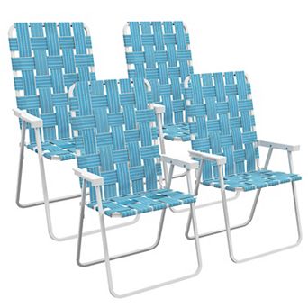 Outsunny 4 pc Patio Folding Chairs, Outdoor Camping Chairs