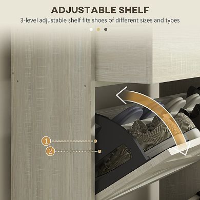 HOMCOM Narrow Shoe Cabinet with 2 Flip Doors and Top Drawer, White