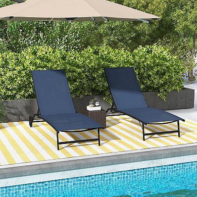 Outsunny Chaise Lounge Chair Patio Lounger With Two Wheels Set Of 2