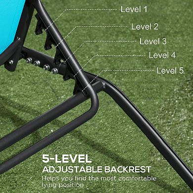 Outsunny 2 Piece Chaise Lounge Chair Pool Chairs with Wheels