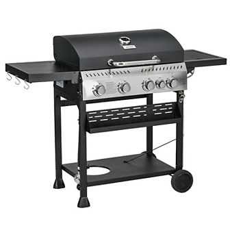 Outsunny 4 Burner Propane Gas Grill With Side Burner, Outdoor
