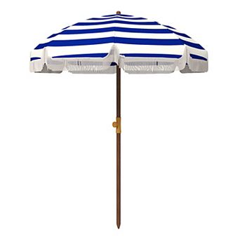Outsunny 6.2ft Ruffled Beach Umbrella with Carry Bag, Vent, Stripe