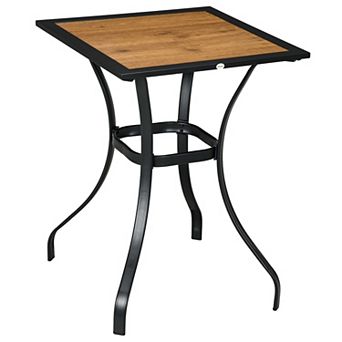 Outsunny 28" Outdoor Table, Faux Wood Garden Table, Brown