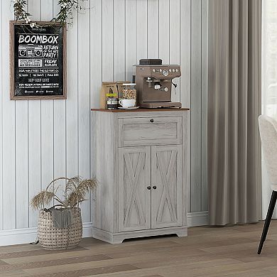 Homcom Farmhouse Storage Cabinet With Drawer And Doors