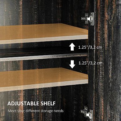 HOMCOM Farmhouse Storage Cabinet with Drawer and Doors, Dark