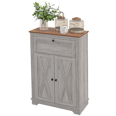 Homcom Farmhouse Storage Cabinet With Drawer And Doors