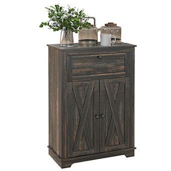 Homcom Farmhouse Storage Cabinet With Drawer And Doors