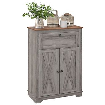 Homcom Farmhouse Storage Cabinet With Drawer And Doors