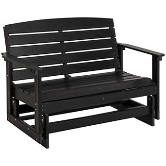 Patio Glider Bench W/ Hdpe Slatted Design Double Rocking Chair
