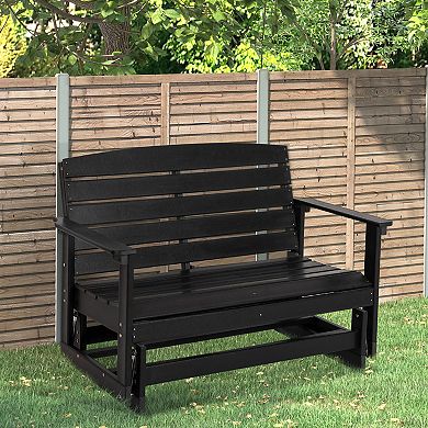 Patio Glider Bench W/ Hdpe Slatted Design Double Rocking Chair