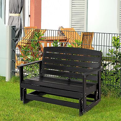 Patio Glider Bench W/ Hdpe Slatted Design Double Rocking Chair