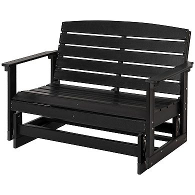 Patio Glider Bench W/ Hdpe Slatted Design Double Rocking Chair