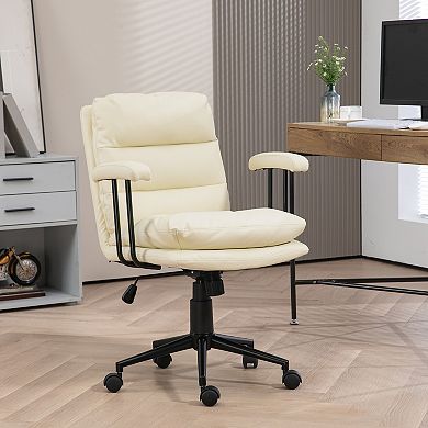 Homcom Home Office Chair With Adjustable Height, Pu Leather