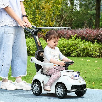 Qaba 3 In 1 Push Car, Sliding Car With Removable Handle, Music, Horn
