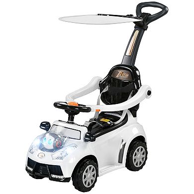 Qaba 3 In 1 Push Car, Sliding Car With Removable Handle, Music, Horn