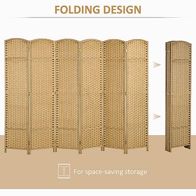 HOMCOM 6 Panel Room Divider Freestanding Folding Privacy Screen Nature Wood