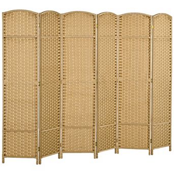 HOMCOM 6 Panel Room Divider Freestanding Folding Privacy Screen Nature Wood