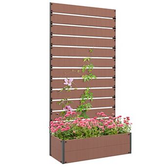 Outsunny Raised Garden Bed With Trellis For Climbing Plants & Vines