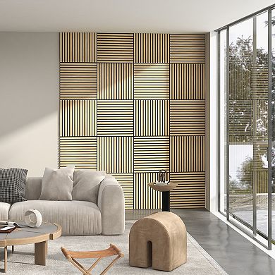 Homcom 4 Pack Acoustic Wall Panels, 24" X 24" Wood Wall Panels