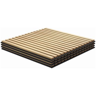 Homcom 4 Pack Acoustic Wall Panels, 24" X 24" Wood Wall Panels