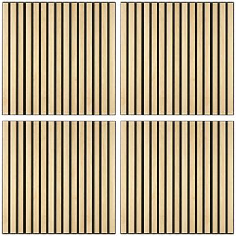 HOMCOM 4 Pack Acoustic Wall Panels, 24inch x 24" Wood Wall Panels