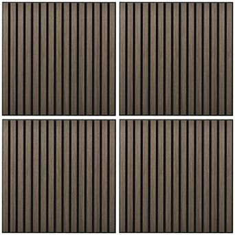 HOMCOM 4 Pack Acoustic Wall Panels, 24inch x 24" Wood Wall Panels