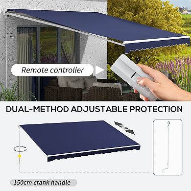 Outsunny 16' x 10' Electric Retractable Awning w/ Remote Controller, Cream