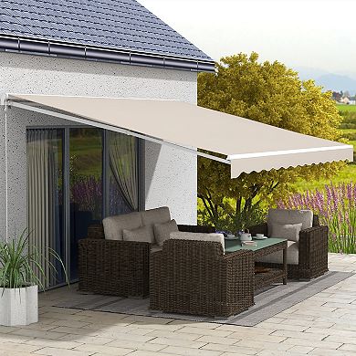 Outsunny 16' x 10' Electric Retractable Awning w/ Remote Controller, Cream