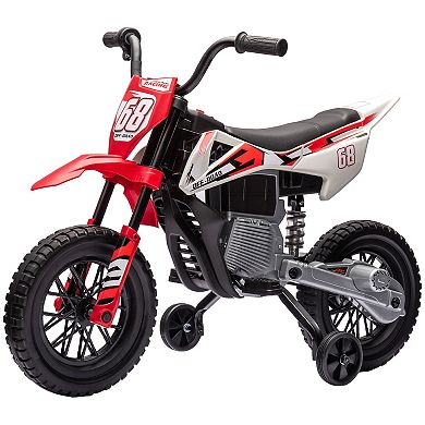 Qaba 12v Kids Motorcycle W/ Twist Grip Throttle, Rear Suspension