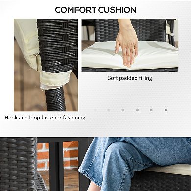 Outsunny 2 Outdoor Dining Chairs W/ Cushion, Patio Wicker