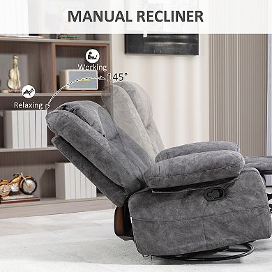 HOMCOM Recliner Chair, Swivel Rocker Chair with Cushion