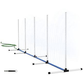 Pawhut 2 pc Dog Agility Training Equipment Set With Weave Poles
