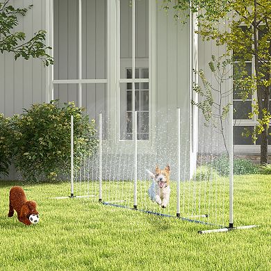 Pawhut 2 Piece Dog Agility Training Equipment Set With Weave Poles