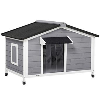 Pawhut Dog House Outdoor Cabin Style With Openable Roof