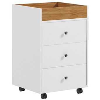 Homcom 3 Drawer Storage Cabinet With Wheels Tray For Home Office