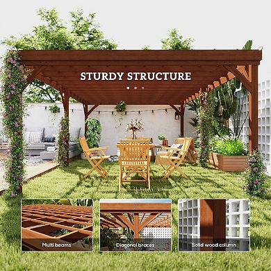 Outsunny 12ft x 20' Outdoor Wood Pergola, Climbing Vine Gazebo