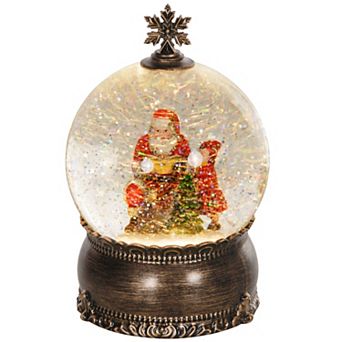 Homcom Musical Christmas Snow Globe With Light Swirling Glitter