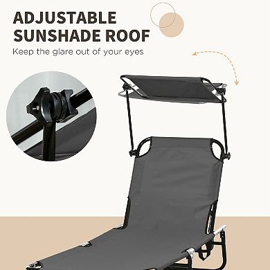 Outsunny 2-piece Chaise Lounge W/ Adjustable Backrest And Sunshade