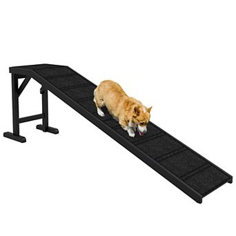 Pawhut Dog Ramp W/ Non-slip Carpet And Top Platform, 74" X 16" X 25"