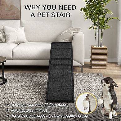 PawHut Dog Ramp w/ Non-Slip Carpet and Top Platform, 74inch x 16inch x 25inch