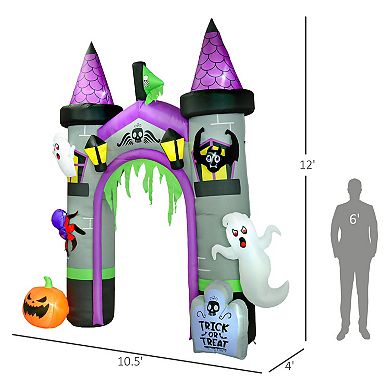 Outsunny 12ft Large Halloween Inflatable Archway, Outdoor Led Yard Display