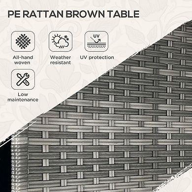 Outsunny Patio Wicker Coffee Table, 2-Tier Aluminum frame Side Table, Gray