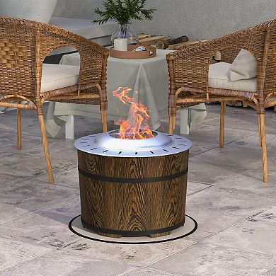 Outsunny Smokeless Fire Pit With Mat, 20" Firepit, Magnesium Oxide